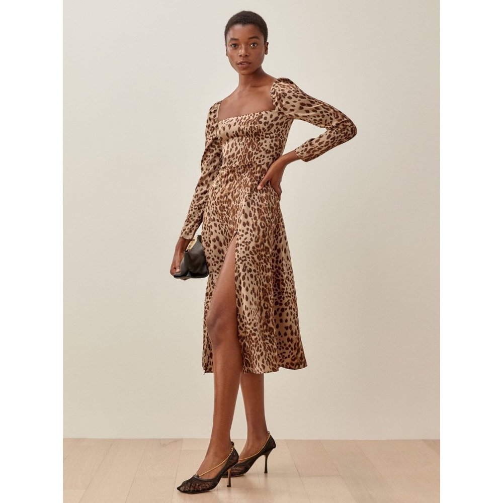 REFORMATION Leopard Cat Print Maryanne Dress 4 NEW - Picture 10 of 16